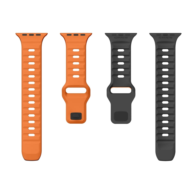 For Apple Watch Ultra 49mm Wave Texture Reverse Buckle Silicone Watch Band(Orange Black) by bashfashion
