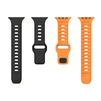 For Apple Watch Ultra 49mm Wave Texture Reverse Buckle Silicone Watch Band(Black Orange) by bashfashion