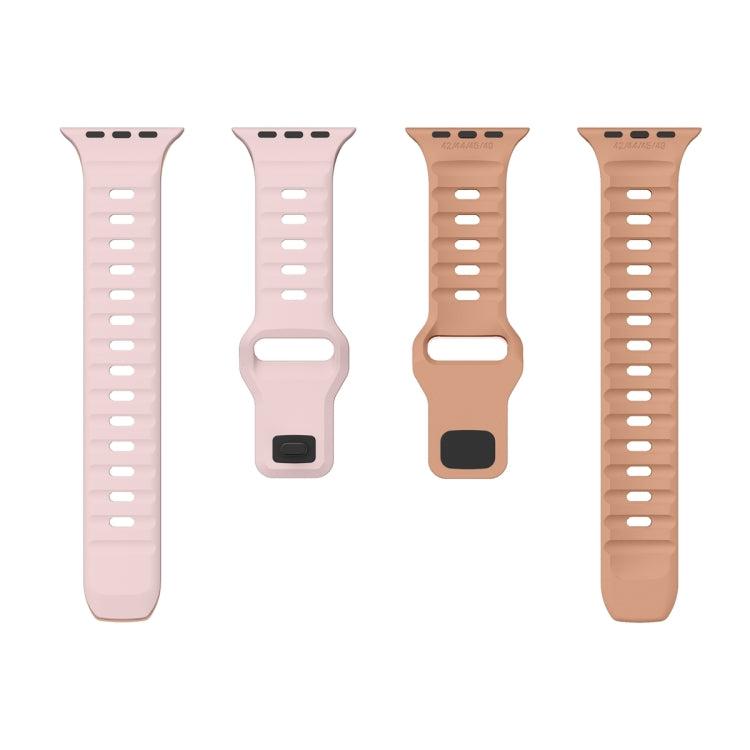 For Apple Watch Ultra 49mm Wave Texture Reverse Buckle Silicone Watch Band(Pink+Rose Ash) by bashfashion