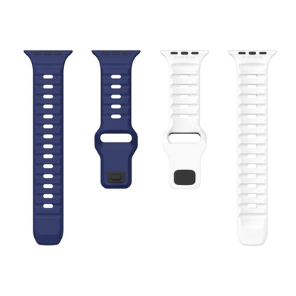 For Apple Watch Ultra 49mm Wave Texture Reverse Buckle Silicone Watch Band(Midnight Blue White) by bashfashion