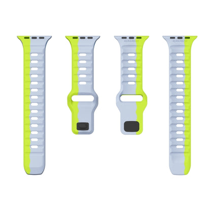 For Apple Watch Ultra 49mm Wave Texture Reverse Buckle Silicone Watch Band(Grey Green) by bashfashion