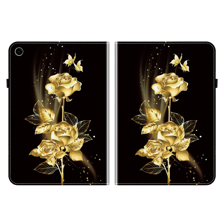 For Samsung Galaxy Tab A11+ / A9+ Crystal Texture Painted Leather Tablet Case(Gold Butterfly Rose) by bashfashion