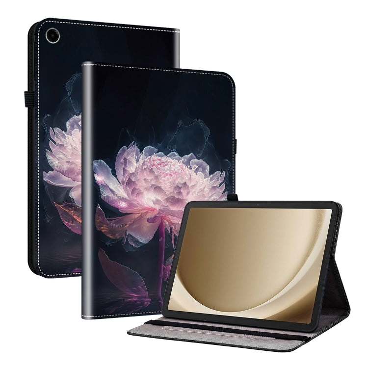 For Samsung Galaxy Tab A11+ / A9+ Crystal Texture Painted Leather Tablet Case(Purple Peony) by bashfashion
