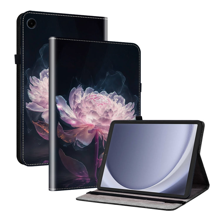 For Samsung Galaxy Tab A11 / A9 Crystal Texture Painted Leather Tablet Case(Purple Peony) by bashfashion
