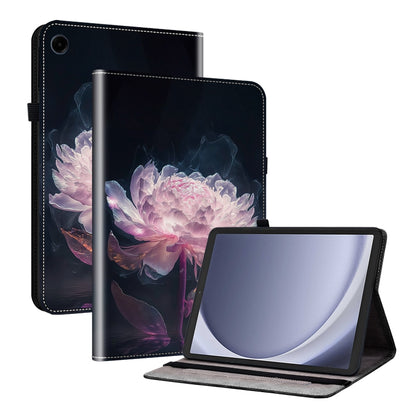 For Samsung Galaxy Tab A11 / A9 Crystal Texture Painted Leather Tablet Case(Purple Peony) by bashfashion