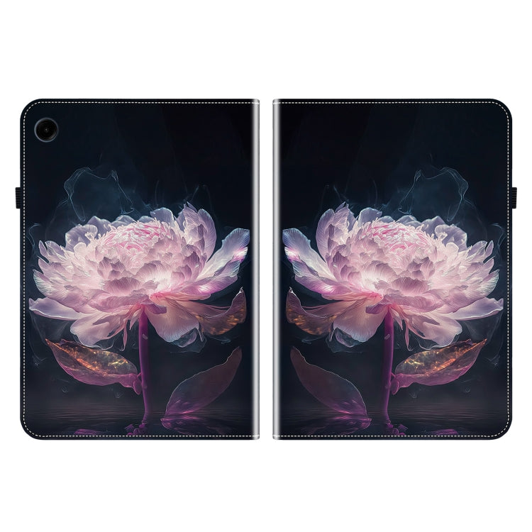 For Samsung Galaxy Tab A11 / A9 Crystal Texture Painted Leather Tablet Case(Purple Peony) by bashfashion
