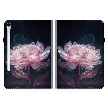 For Samsung Galaxy Tab S9 / S9 FE Crystal Texture Painted Leather Tablet Case(Purple Peony) by bashfashion