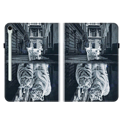 For Samsung Galaxy Tab S9 / S9 FE Crystal Texture Painted Leather Tablet Case(Cat Reflection Tiger) by bashfashion