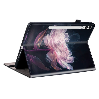 For Samsung Galaxy Tab S9+ / S9 FE+ Crystal Texture Painted Leather Tablet Case(Purple Peony) by bashfashion