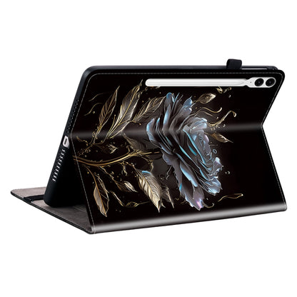 For Samsung Galaxy Tab S9+ / S9 FE+ Crystal Texture Painted Leather Tablet Case(Black Rose) by bashfashion