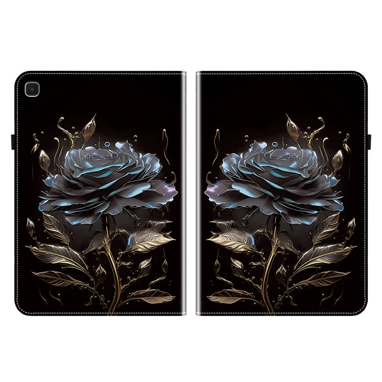 For Samsung Galaxy Tab A7 Lite 8.7 Crystal Texture Painted Leather Tablet Case(Black Rose) by bashfashion