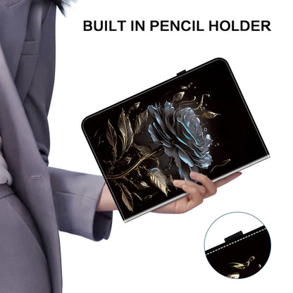 For Samsung Galaxy Tab A7 Lite 8.7 Crystal Texture Painted Leather Tablet Case(Black Rose) by bashfashion