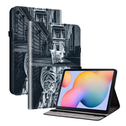 For Samsung Galaxy Tab S5e T720 Crystal Texture Painted Leather Tablet Case(Cat Reflection Tiger) by bashfashion
