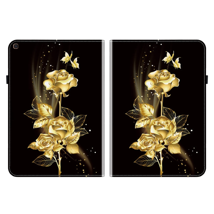 For Samsung Galaxy Tab A 10.1 2019 Crystal Texture Painted Leather Tablet Case(Gold Butterfly Rose) by bashfashion