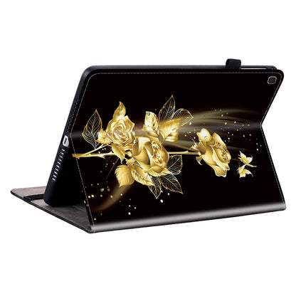 For Samsung Galaxy Tab A 10.1 2019 Crystal Texture Painted Leather Tablet Case(Gold Butterfly Rose) by bashfashion