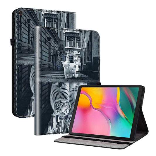 For Samsung Galaxy Tab A 10.1 2019 Crystal Texture Painted Leather Tablet Case(Cat Reflection Tiger) by bashfashion