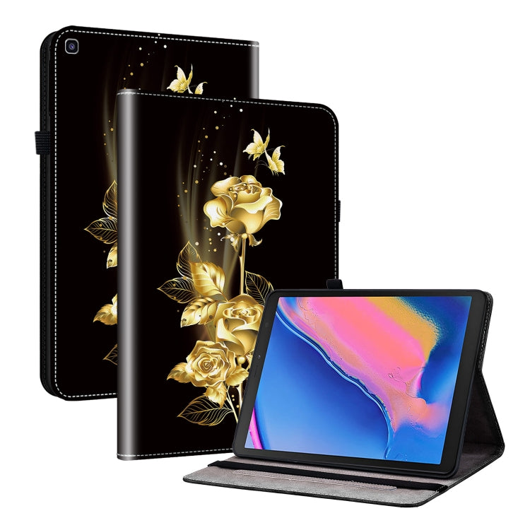 For Samsung Galaxy Tab A 8.0 2019 Crystal Texture Painted Leather Tablet Case(Gold Butterfly Rose) by bashfashion