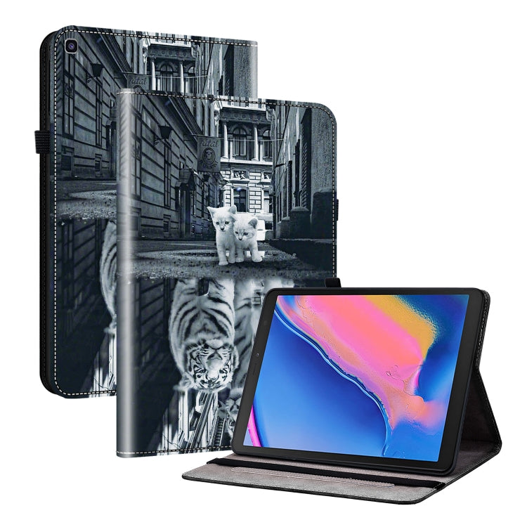 For Samsung Galaxy Tab A 8.0 2019 Crystal Texture Painted Leather Tablet Case(Cat Reflection Tiger) by bashfashion