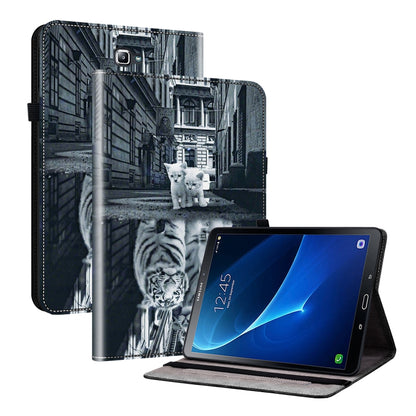 For Samsung Galaxy Tab A 10.1 2016 Crystal Texture Painted Leather Tablet Case(Cat Reflection Tiger) by bashfashion