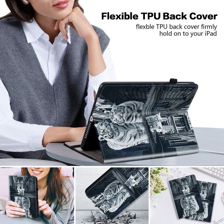 For Samsung Galaxy Tab A 10.1 2016 Crystal Texture Painted Leather Tablet Case(Cat Reflection Tiger) by bashfashion