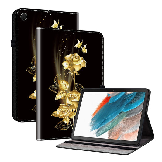 For Samsung Galaxy Tab A8 10.5 2022 Crystal Texture Painted Leather Smart Tablet Case(Gold Butterfly Rose) by bashfashion