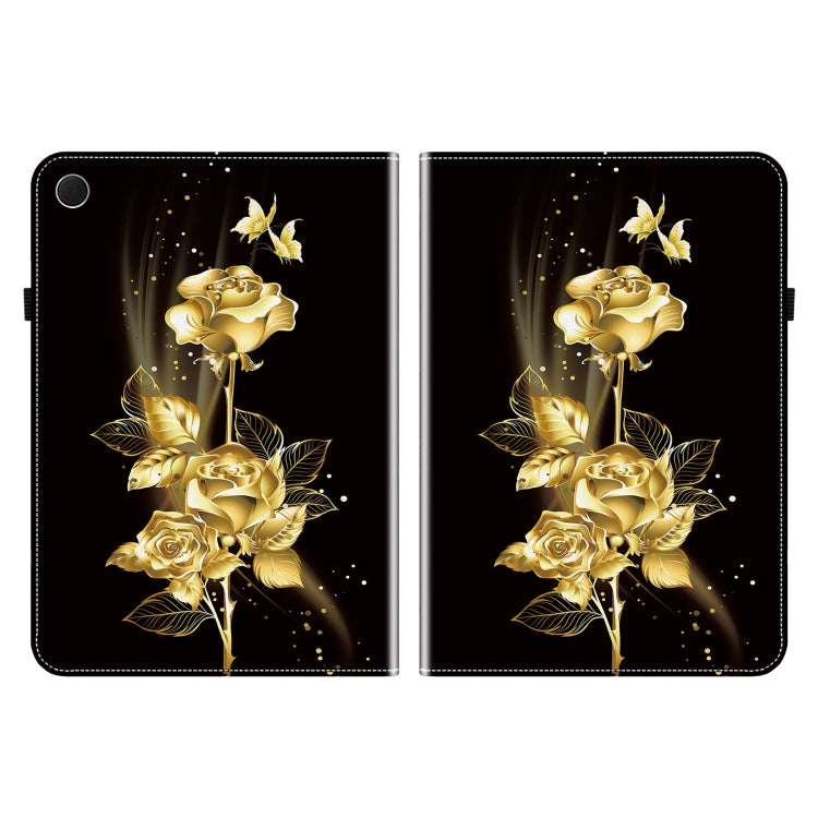 For Samsung Galaxy Tab A8 10.5 2022 Crystal Texture Painted Leather Smart Tablet Case(Gold Butterfly Rose) by bashfashion
