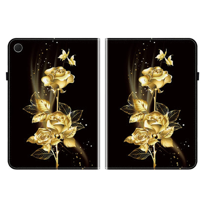 For Samsung Galaxy Tab A8 10.5 2022 Crystal Texture Painted Leather Smart Tablet Case(Gold Butterfly Rose) by bashfashion