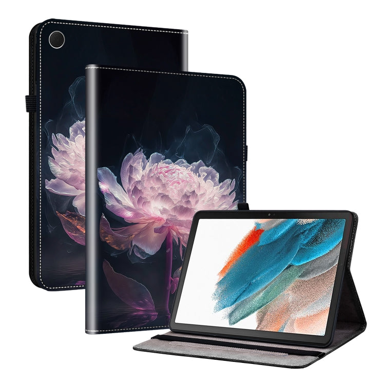 For Samsung Galaxy Tab A8 10.5 2022 Crystal Texture Painted Leather Smart Tablet Case(Purple Peony) by bashfashion