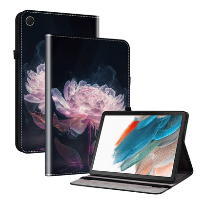 For Samsung Galaxy Tab A8 10.5 2022 Crystal Texture Painted Leather Smart Tablet Case(Purple Peony) by bashfashion
