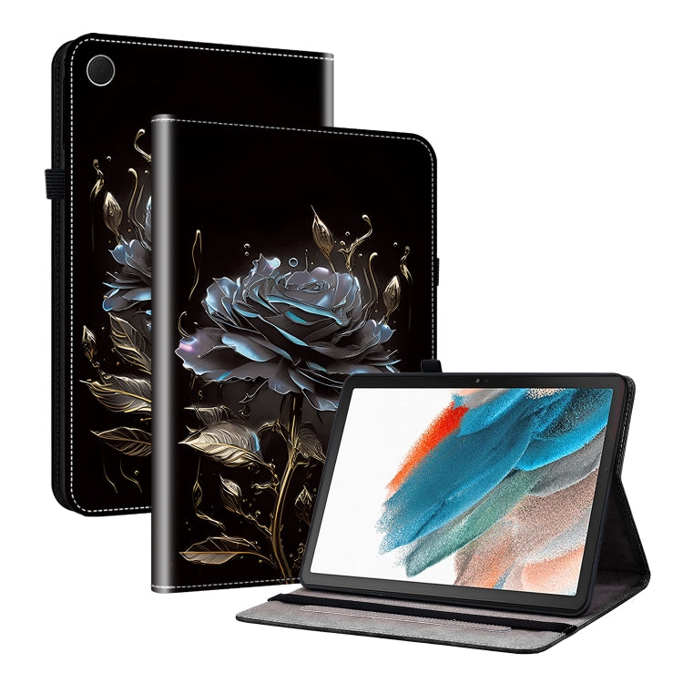 For Samsung Galaxy Tab A8 10.5 2022 Crystal Texture Painted Leather Smart Tablet Case(Black Rose) by bashfashion