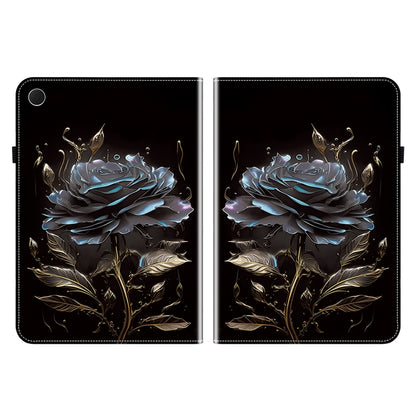 For Samsung Galaxy Tab A8 10.5 2022 Crystal Texture Painted Leather Smart Tablet Case(Black Rose) by bashfashion