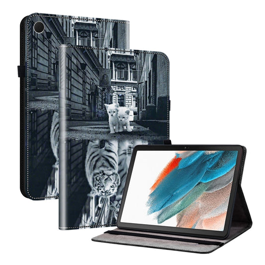 For Samsung Galaxy Tab A8 10.5 2022 Crystal Texture Painted Leather Smart Tablet Case(Cat Reflection Tiger) by bashfashion