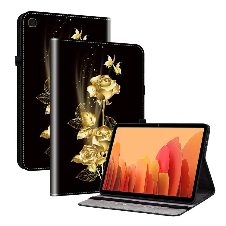 For Samsung Galaxy Tab A7 10.4 Crystal Texture Painted Leather Smart Tablet Case(Gold Butterfly Rose) by bashfashion