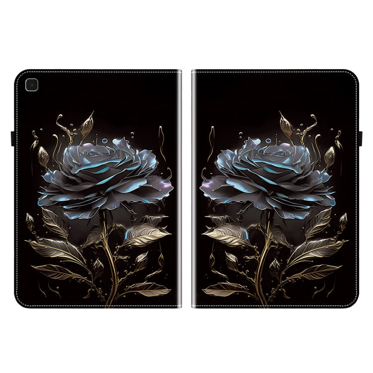 For Samsung Galaxy Tab A7 10.4 Crystal Texture Painted Leather Smart Tablet Case(Black Rose) by bashfashion