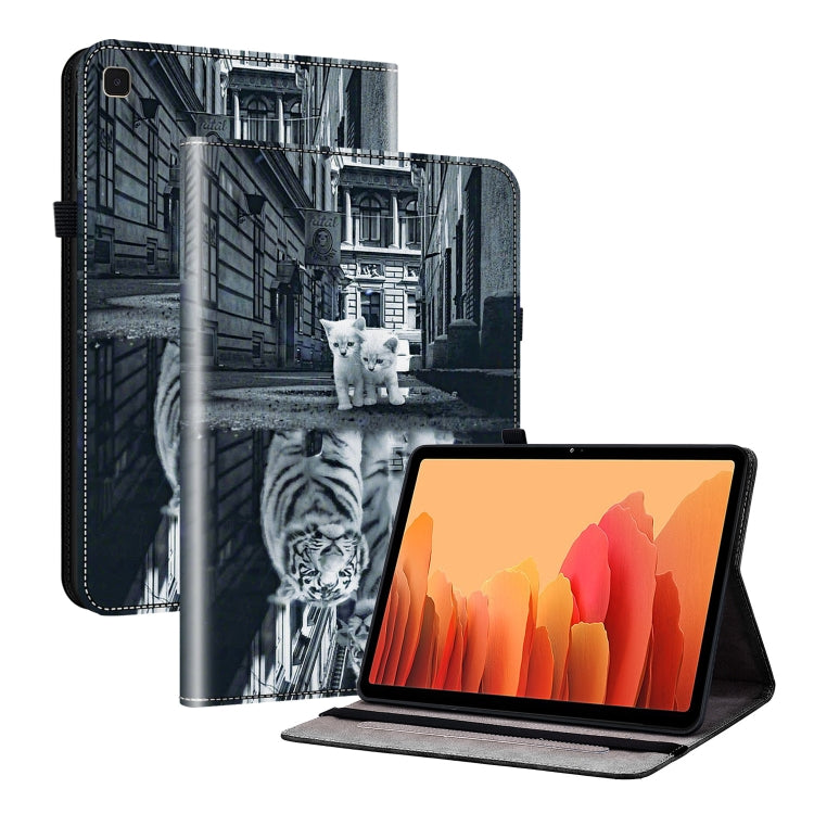 For Samsung Galaxy Tab A7 10.4 Crystal Texture Painted Leather Smart Tablet Case(Cat Reflection Tiger) by bashfashion