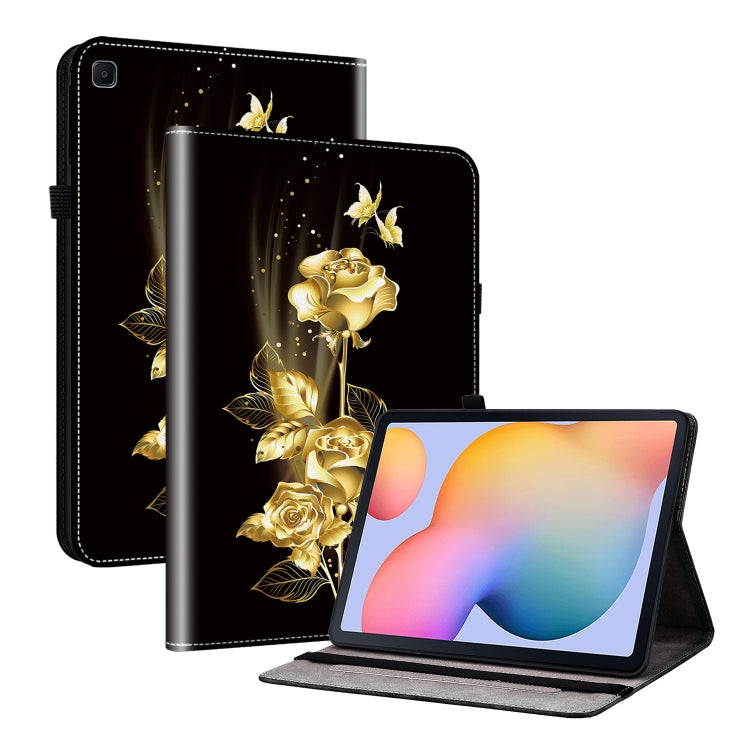 For Samsung Galaxy Tab S6 Lite Crystal Texture Painted Leather Smart Tablet Case(Gold Butterfly Rose) by bashfashion