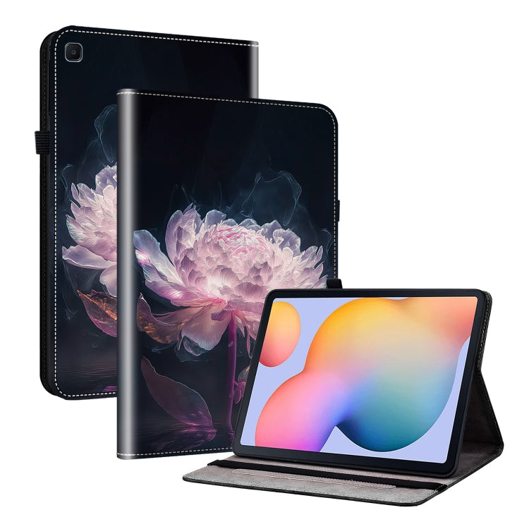 For Samsung Galaxy Tab S6 Lite Crystal Texture Painted Leather Smart Tablet Case(Purple Peony) by bashfashion