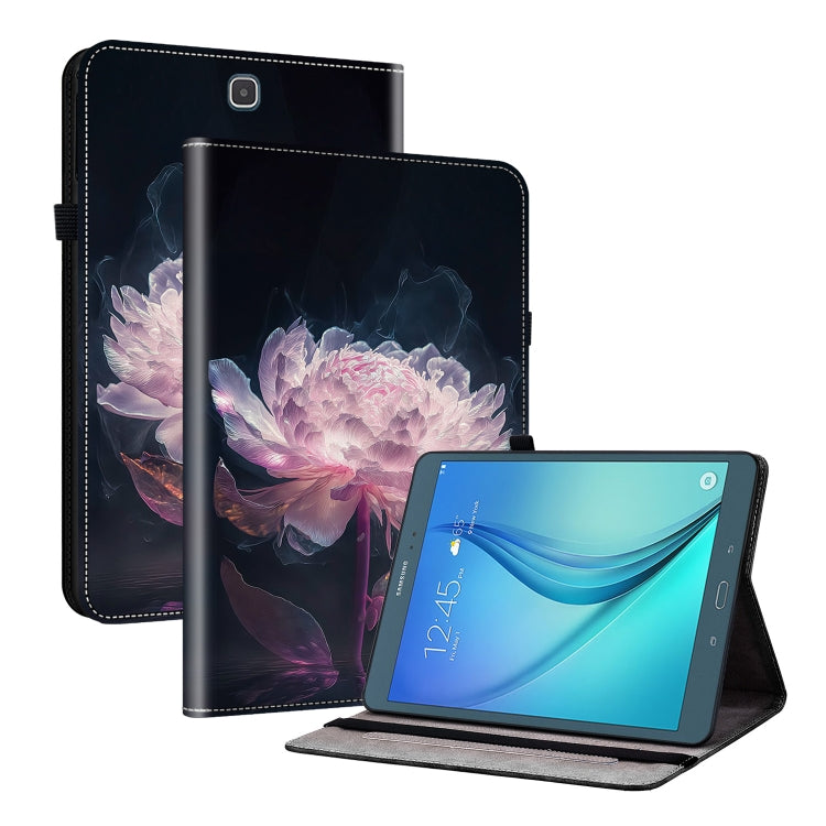 For Samsung Galaxy Tab A 9.7 T550 T555 P550 Crystal Texture Painted Leather Smart Tablet Case(Purple Peony) by bashfashion