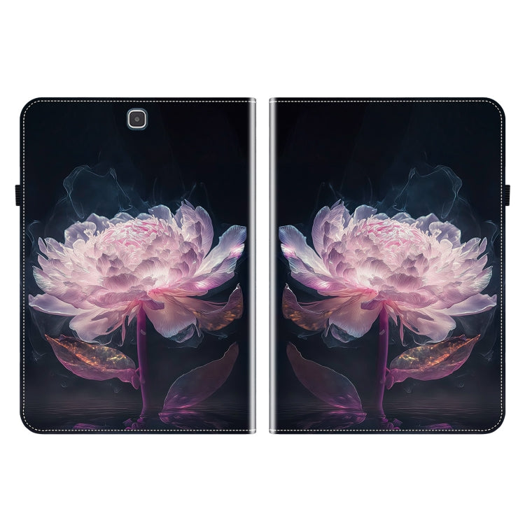 For Samsung Galaxy Tab A 9.7 T550 T555 P550 Crystal Texture Painted Leather Smart Tablet Case(Purple Peony) by bashfashion