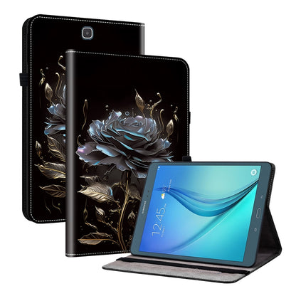 For Samsung Galaxy Tab A 9.7 T550 T555 P550 Crystal Texture Painted Leather Smart Tablet Case(Black Rose) by bashfashion