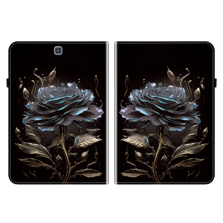 For Samsung Galaxy Tab A 9.7 T550 T555 P550 Crystal Texture Painted Leather Smart Tablet Case(Black Rose) by bashfashion