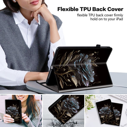 For Samsung Galaxy Tab A 9.7 T550 T555 P550 Crystal Texture Painted Leather Smart Tablet Case(Black Rose) by bashfashion