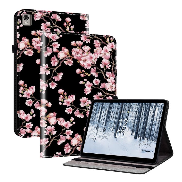 For Nokia T21 Crystal Texture Painted Leather Tablet Case(Plum Bossom) by bashfashion