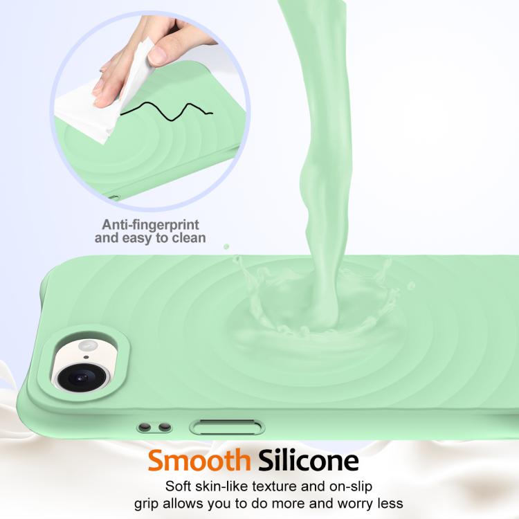 For iPhone 16e Wave Texture MagSafe Magnetic Liquid Silicone Phone Case(Green) by bashfashion