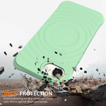 For iPhone 16e Wave Texture MagSafe Magnetic Liquid Silicone Phone Case(Green) by bashfashion