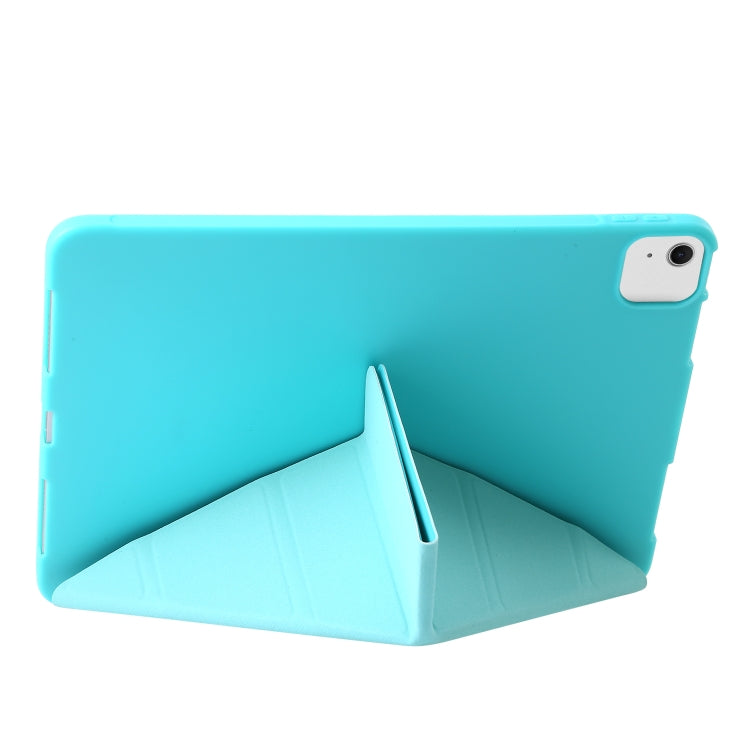 For iPad Air 13 2025 / 2024 TPU Deformation Flip Leather Tablet Case with Holder(Mint Blue) by bashfashion