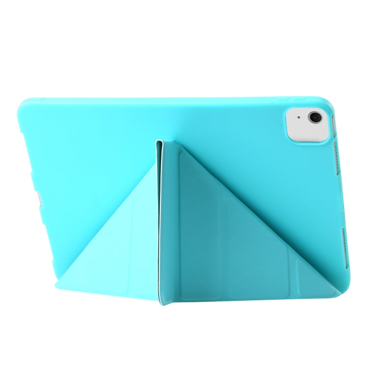 For iPad Air 13 2025 / 2024 TPU Deformation Flip Leather Tablet Case with Holder(Mint Blue) by bashfashion