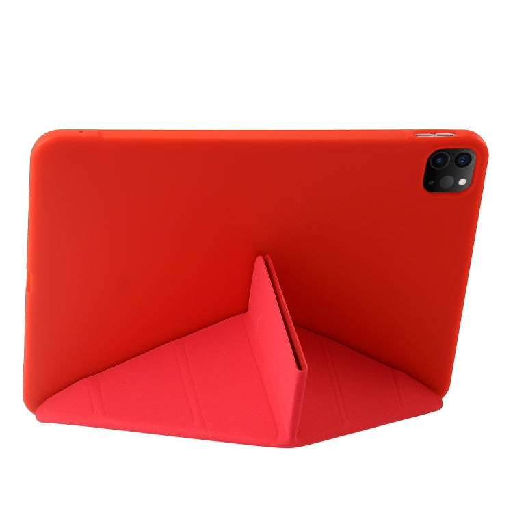For iPad Pro 11 2025 / 2024 TPU Deformation Flip Leather Tablet Case with Holder(Red) by bashfashion