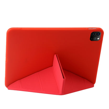 For iPad Pro 11 2025 / 2024 TPU Deformation Flip Leather Tablet Case with Holder(Red) by bashfashion