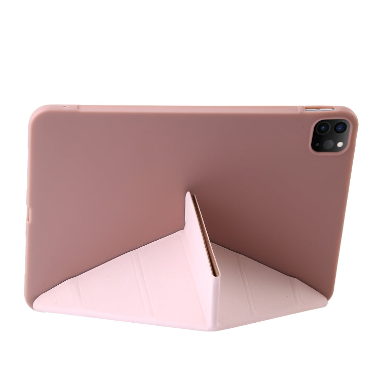 For iPad Pro 11 2025 / 2024 TPU Deformation Flip Leather Tablet Case with Holder(Rose Gold) by bashfashion